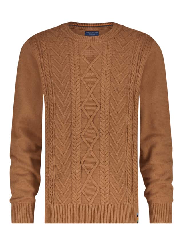 Fish named Fred - Kabel trui | Cable Pullover - Cognac