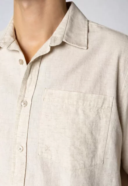 Clean Cut Copenhagen Overhemd korte mouw | Katoen/Linnen | Luca | Light Beige