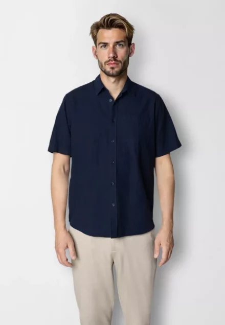 Clean Cut Copenhagen Overhemd korte mouw | Luca | Donkerblauw