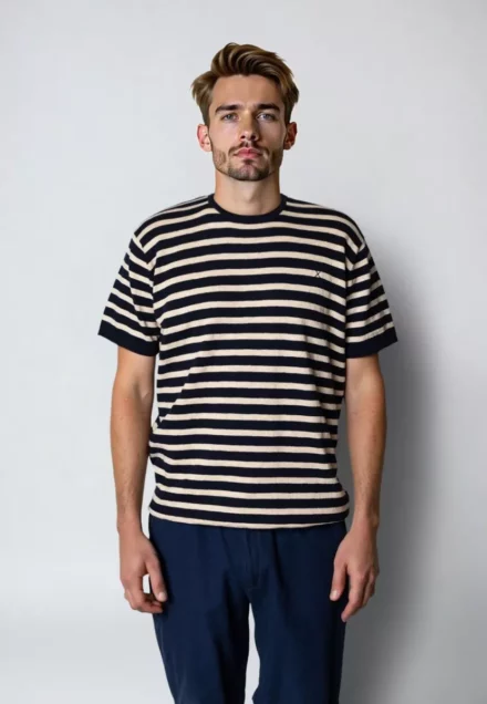 Clean Cut Copenhagen T-Shirt | Thomas knitted | Navy/Ecru