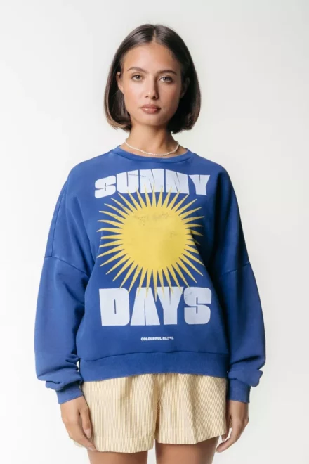 Colourful Rebel Trui | Sunny Days Acid Wash | Blauw