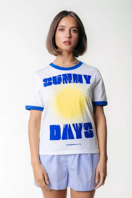 Colourful Rebel T-shirt | Sunny Days Ringer | Wit