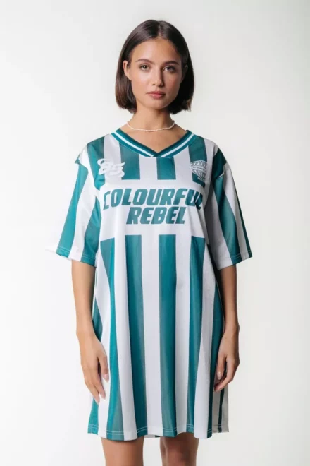 Colourful Rebel Jurk | Taylie Striped Football Tee