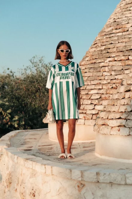 Colourful Rebel Jurk | Taylie Striped Football Tee