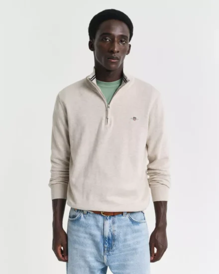 GANT Half Zip trui | Lichtbeige