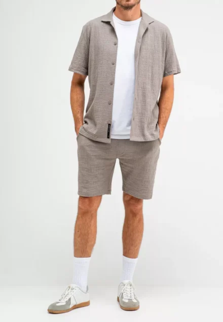 butcher of blue butcher of blue | overhemd korte mouw | Khakigroen | Ripley Structure Shirt