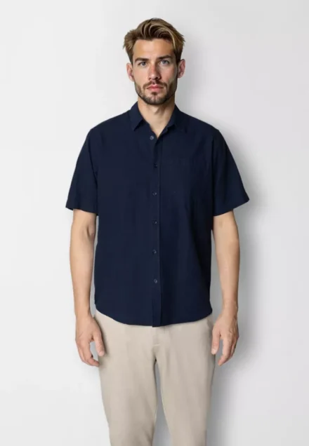 Clean Cut Copenhagen Overhemd korte mouw | Luca | Donkerblauw