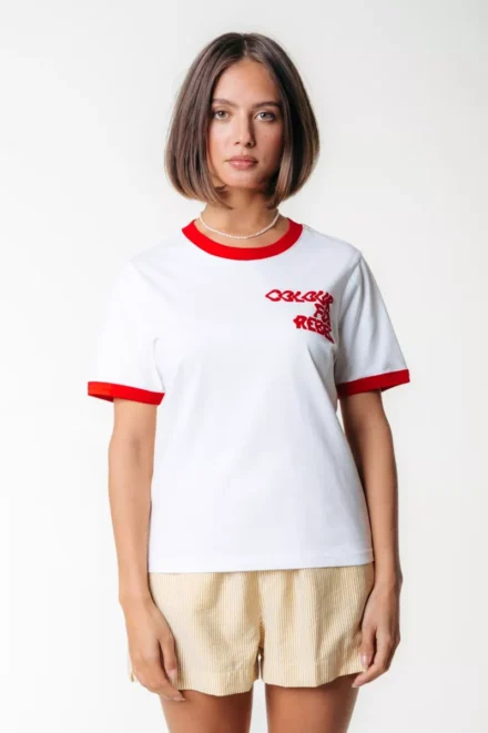 Colourful Rebel Colourful Rebel | T-shirt rh | Wit | logo wave ringer boxy tee