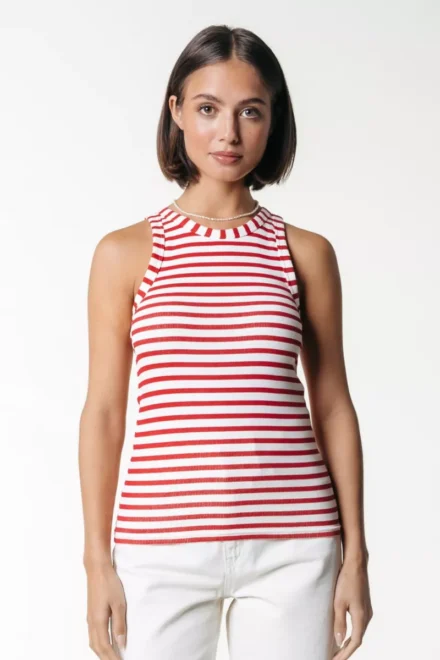 Colourful Rebel Singlet | Gestreept rood/wit | Sachi