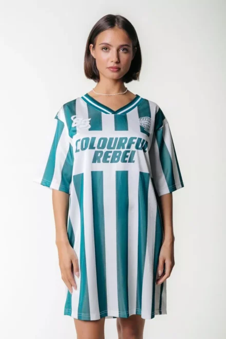 Colourful Rebel Jurk | Taylie Striped Football Tee