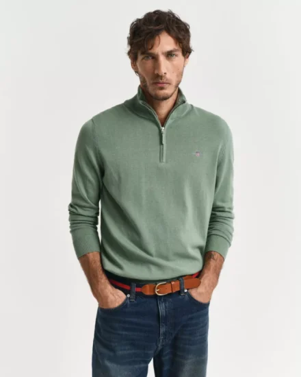 GANT Half zip trui | Lichtgroen
