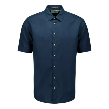 No Excess No Excess overhemd | Korte mouw | Katoen Linnen | Donkerblauw |