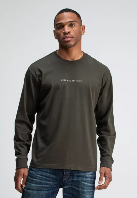 butcher of blue butcher of blue | T-shirts lange mouw | Bruin | M2522011 |Army QCC Loose Tee LS