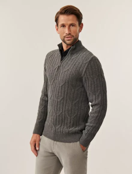 Cavallaro Cavallaro | Truien wol | Grijs | Organto Half Zip Pullover | 118255011