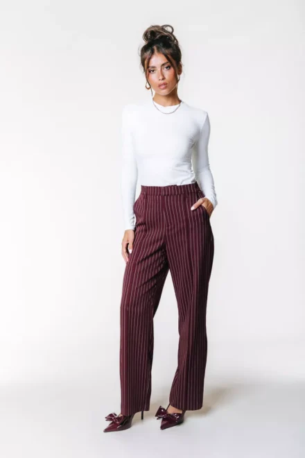 Colourful Rebel Colourful Rebel | Pantalon | Rood | Rus Pinstripe Straight