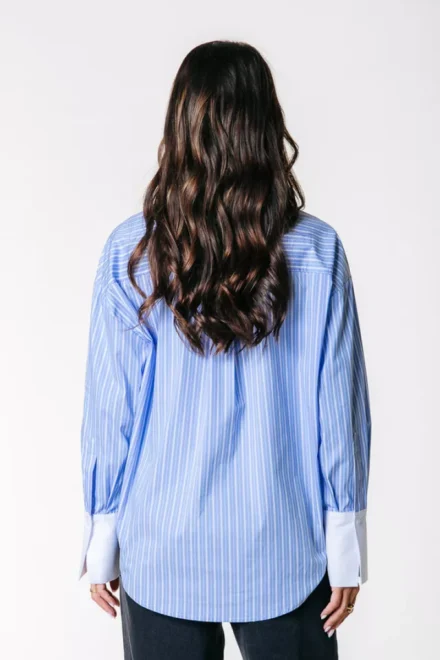 Colourful Rebel Colourful Rebel | Shirt lm katoen | Blauw | talia striped