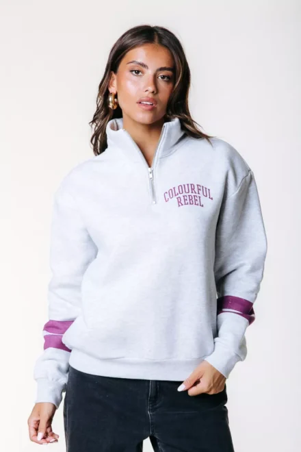 Colourful Rebel Colourful Rebel | Sweater | Grijs | Varsity Logo Relaxed | WS417101