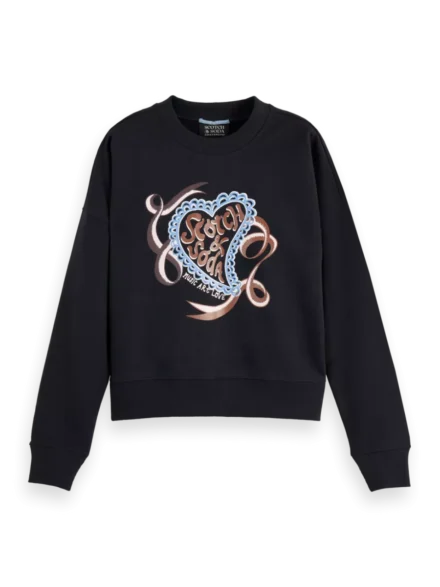 Scotch & Soda Scotch & Soda | Sweat | Zwart | Chest Artwork relaxed sweat