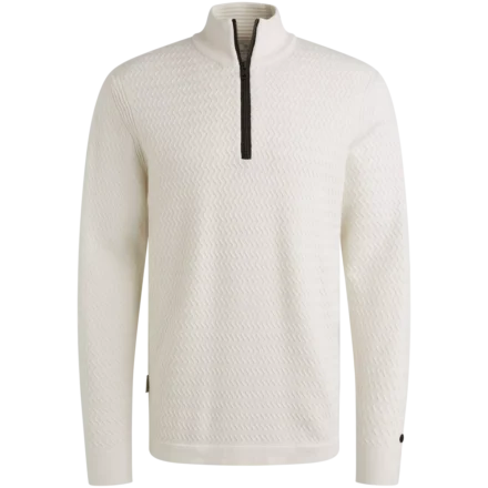 Cast Iron Cast Iron | Truien katoen | Wit | Half zip Collar
