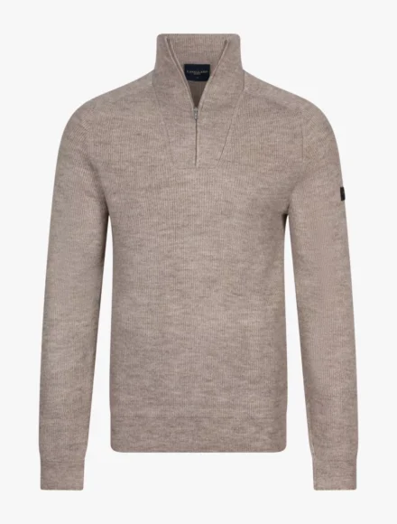 Cavallaro Cavallaro | Truien katoen | Beige | Corsica melange half zip