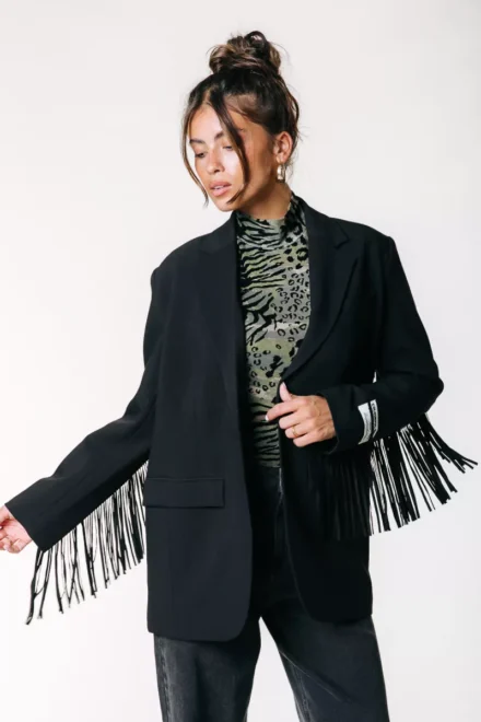 Colourful Rebel Colourful Rebel | Colberts | Zwart | Jesra fringe blazer