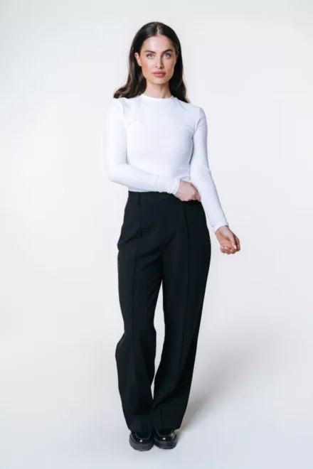 Colourful Rebel Colourful Rebel | Pant. halfwijd | Zwart | rus uni pintuck straight