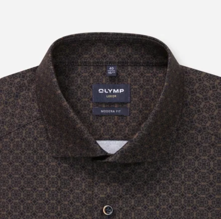 Olymp Olymp | Overhemd lange mouw | Bruin | 12988424 Modern Fit