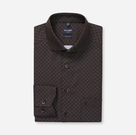Olymp Olymp | Overhemd lange mouw | Bruin | 12988424 Modern Fit