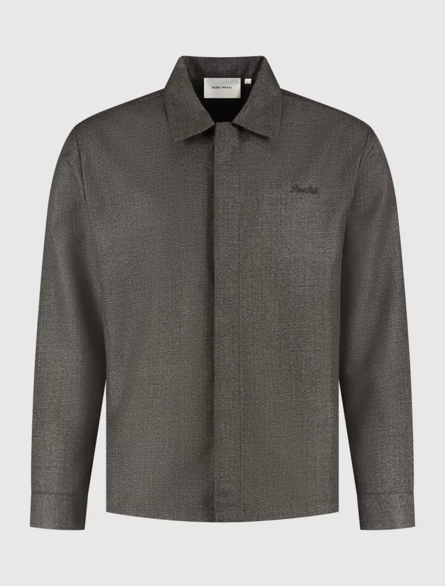 Pure Path | Oxford Melange Overshirt | Bruin | 25030203 2 Pure Path Pure Path | Oxford Melange Overshirt | Bruin | 25030203
