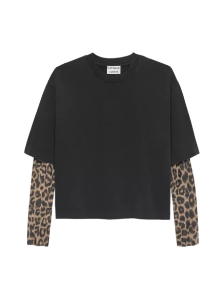 Catwalk Junkie Catwalk Junkie | Longsleeve Leopard Layer Tee | Zwart