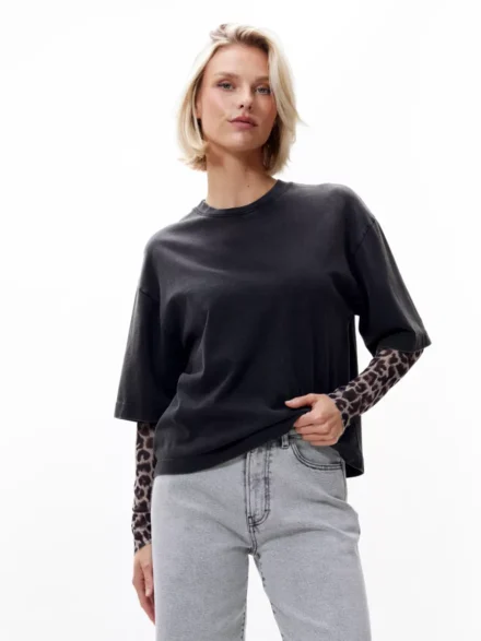 Catwalk Junkie Catwalk Junkie | Longsleeve Leopard Layer Tee | Zwart