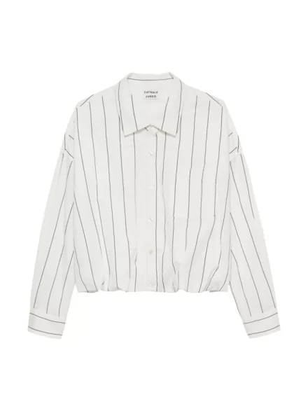 Catwalk Junkie Catwalk Junkie Blouse Dames – Witte Gestreepte Blouse met Elastische Zoom | Dock 54