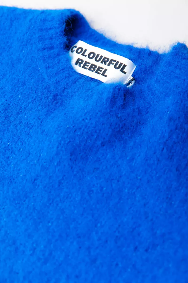 Colourful Rebel | Trui | Blauw | Olivia Crewneck knitted 4 Colourful Rebel Colourful Rebel | Trui | Blauw | Olivia Crewneck knitted