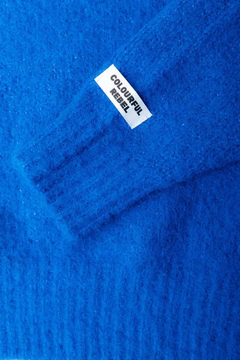 Colourful Rebel | Trui | Blauw | Olivia Crewneck knitted 5 Colourful Rebel Colourful Rebel | Trui | Blauw | Olivia Crewneck knitted