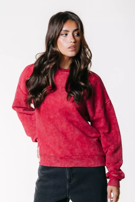 Colourful Rebel Colourful Rebel | Sweater | Rood | Rebel Braid Acid Wash