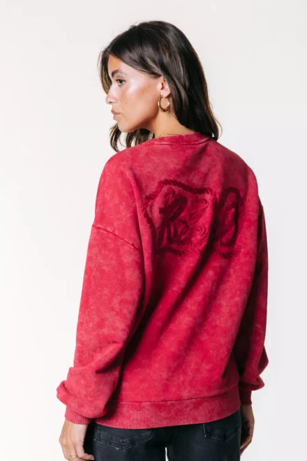 Colourful Rebel Colourful Rebel | Sweater | Rood | Rebel Braid Acid Wash