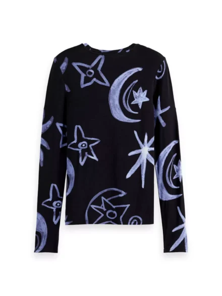 Scotch & Soda Scotch & Soda Longsleeve Zwart – All Over Print (U9B01103T)