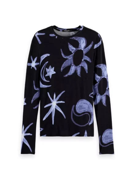 Scotch & Soda Scotch & Soda Longsleeve Zwart – All Over Print (U9B01103T)