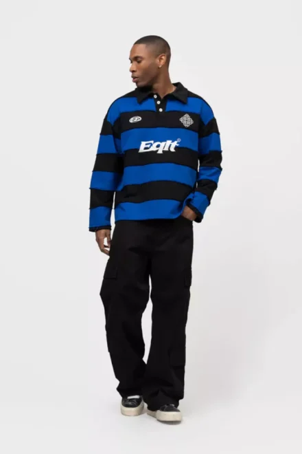 Equalité Equalité | Lange mouw polo | Blauw | Stripe Jersey Polo