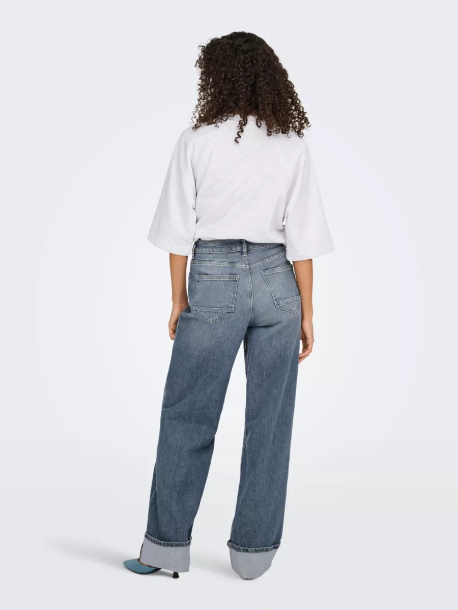 Only | Wide leg jeans met omslag | Blauw | 15325797 3 Only Only | Wide leg jeans met omslag | Blauw | 15325797