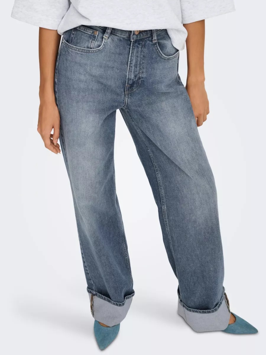 Only | Wide leg jeans met omslag | Blauw | 15325797 4 Only Only | Wide leg jeans met omslag | Blauw | 15325797