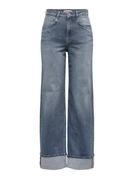 Only Only | Wide leg jeans met omslag | Blauw | 15325797