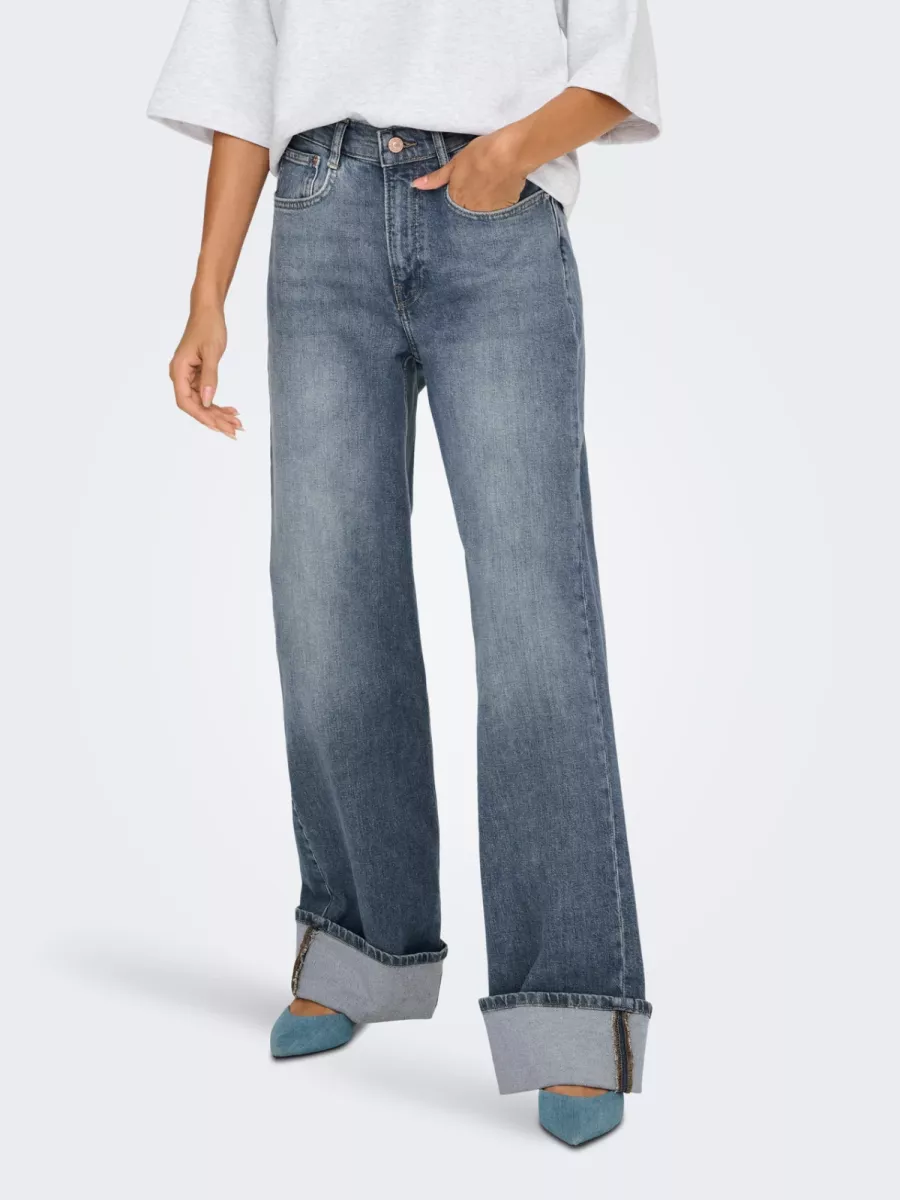 Only | Wide leg jeans met omslag | Blauw | 15325797 6 Only Only | Wide leg jeans met omslag | Blauw | 15325797