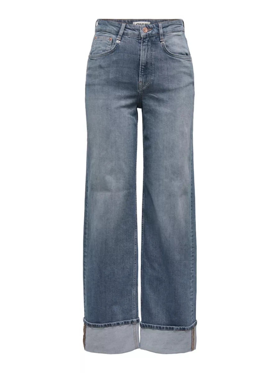 Only | Wide leg jeans met omslag | Blauw | 15325797 1 Only Only | Wide leg jeans met omslag | Blauw | 15325797