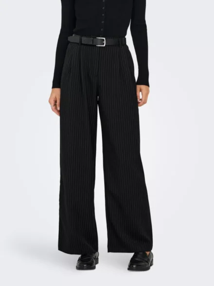 Only Only | Straight Fit High Waist broek | Zwart/ pinstripe | 15349616