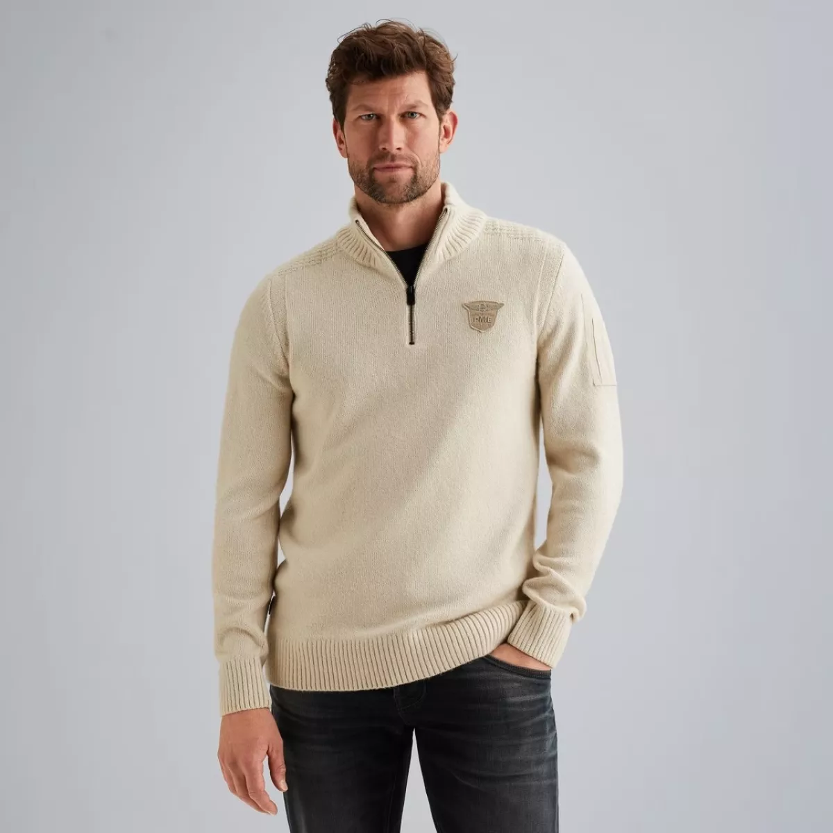 PME-Legend | Trui met halve rits | Wit | PKW2509324 3 PME-Legend PME-Legend | Trui met halve rits | Wit | PKW2509324