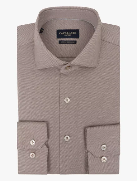 Cavallaro Cavallaro | Overhemd lange mouw | Bruin | Compact Twill