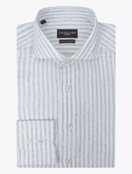 Cavallaro Cavallaro | Overhemd lange mouw | Wit/light Blue | Tarente