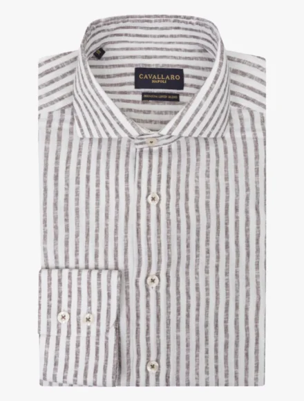 Cavallaro Cavallaro | Overhemd lange mouw | Wit/Bruin | Tarente