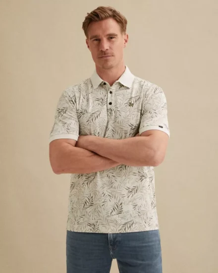 Vanguard Vanguard | Polo van pique met allover print | Beige | VPSS2602812